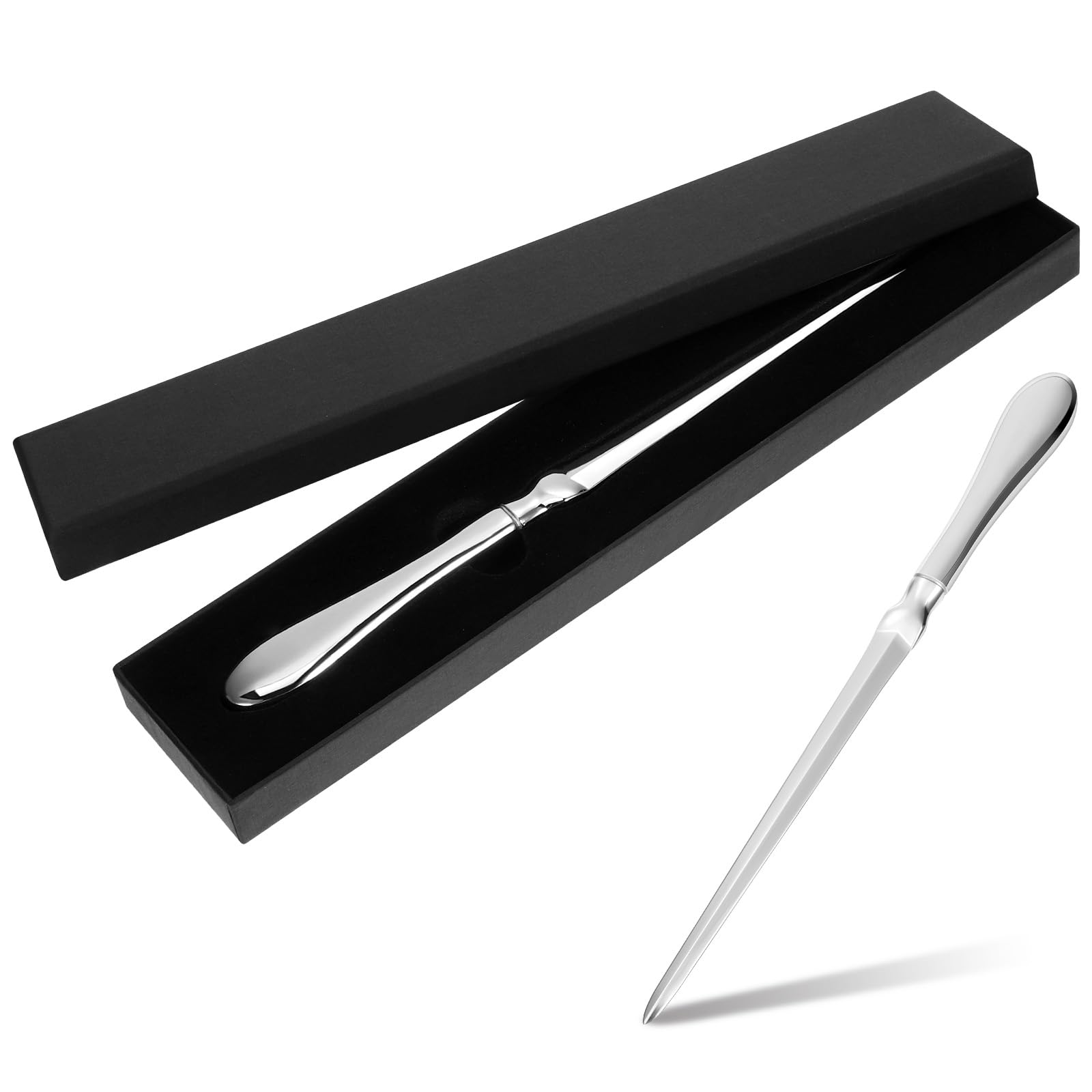 Letter Opener with Stainless Steel Handle, 9 inch Long Alloy Envelope Box Opener - Silver Letter Opening Knife with Gift Box for Split File Mail Envelopes Stationery for School Office Home Use