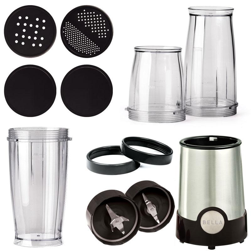 Bella 13586 Licuadora Cohete de 12 Piezas, Acero Inoxidable y negro
