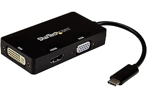 StarTech.com 4K USB C to HDMI, VGA & DVI Multi Port Video Display Adapter for Mac / Windows Laptop & Monitor (CDPVGDVHDBP)
