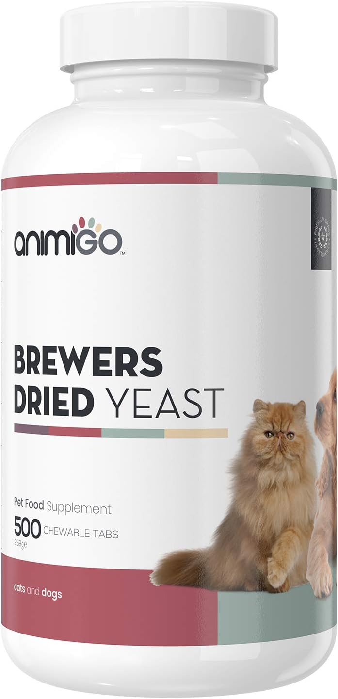Animigo Brewers Yeast Pure Multivitamins Dried Tablet Supplement for Dog or Cat - Nutritional B Vitamins Complex for a Healthy Pet - Skin & Coat Growth Support Formula - 500 Chewable Tablets