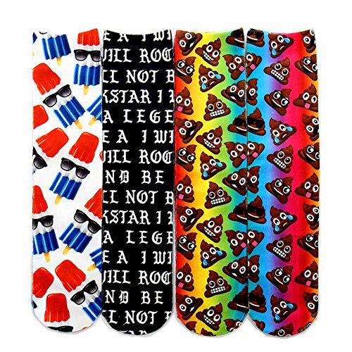 SherryDC Mens Novelty Funny Crazy Graphic Photo 3D Print Casual Long Crew Tube Socks