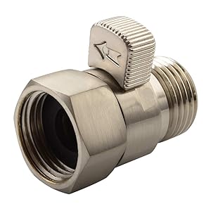 Water Flow Control Valve, Angle Simple Brass Water Pressure Regulator Bathroom Shut Off Valve Turn Off Water Switch Reduce Water Decive for Showerhead Hose Bidet Sprayer Brushed Nickel