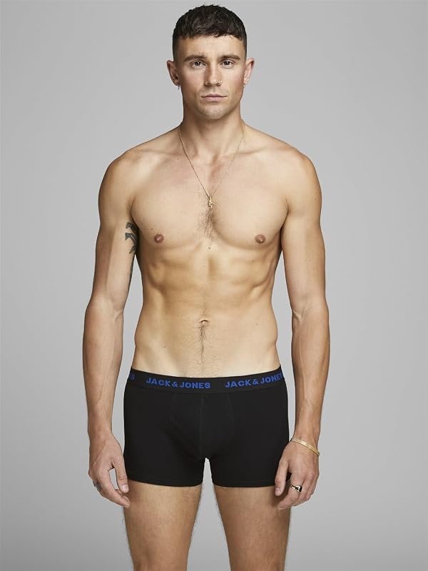 JACBASIC Trunks 7 Pack Boxer a Pantaloncino Uomo, Nero, L