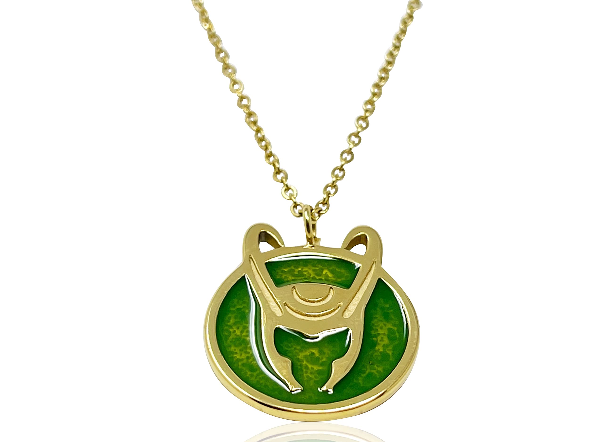 LOKI HELMET NECKLACE, Ladies Officially Licensed Marvel Disney+ Women LOKI Helmet SYMBOL Pendant Necklace - Chain 25.5cm