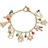 Ailiessy Christmas Beaded Bracelet Christmas Tree Jingle Bell Bracelets Snowman Snowflake Bohemian Colorful Beads Bracelets Handmade Xmas Gift Charm Jewelry for Women