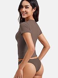 YEOREO Women Fitted Workout Tops Short Sleeve