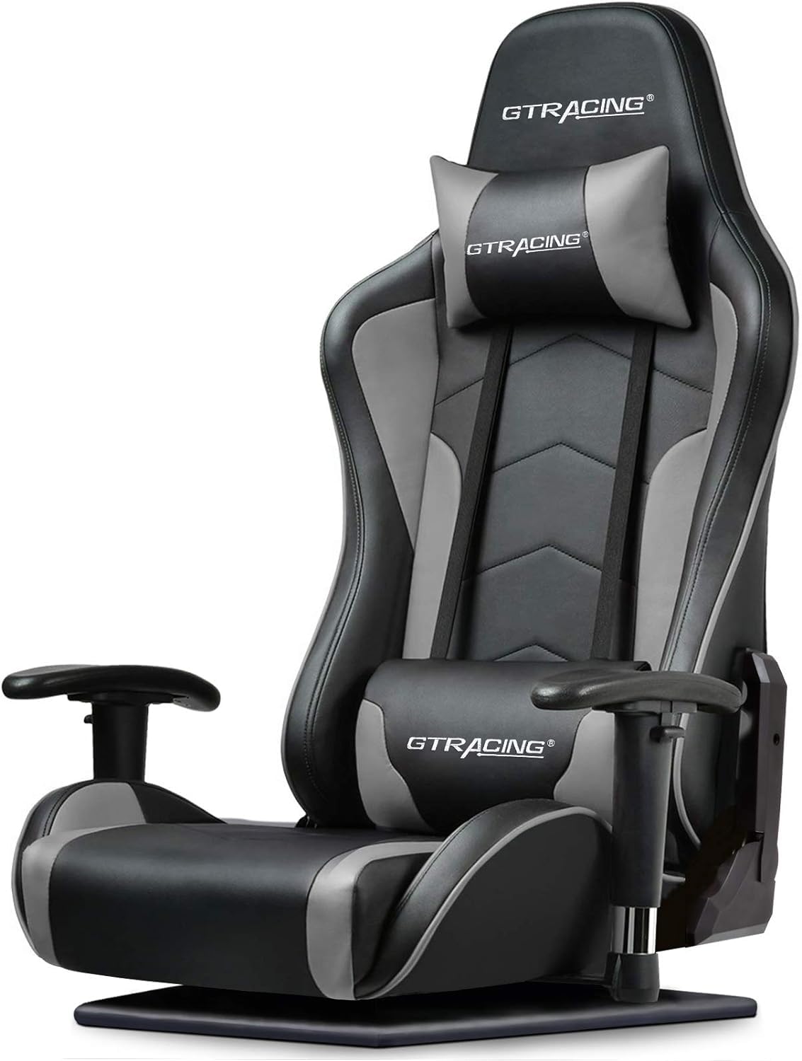 GTRacing ゲーミングチェア 座椅子 ゲーム ゲーマーズ ハンコンスタンド座椅子の自作 ゲーマーの椅子 180°リクライニング 360° 回転 上下肘掛 ランバーサポート 腰痛対策 (Gray)商品画像