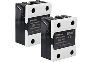 SHUTAO 2 PCS Solid State Relay, SSR-60DA DC to AC Input 3-32VDC to Output 24-480VAC 60A Single Phase Semi-Conductor Relay Module