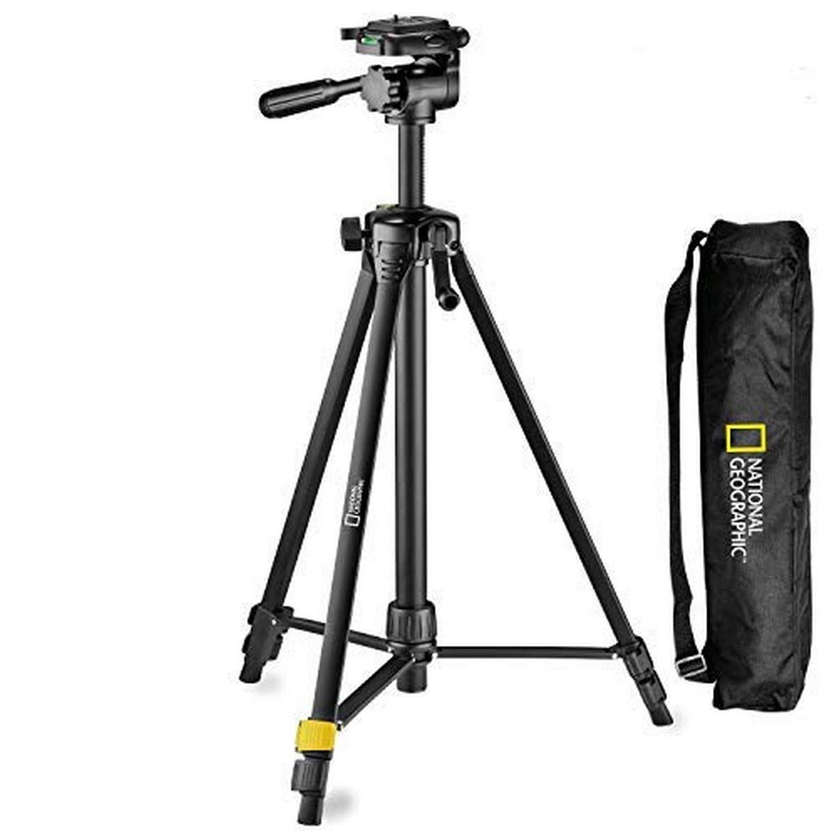 NATIONAL GEOGRAPHIC Photo Tripod Kit Medium, with Carrying Bag, 3-Way Head, Quick Release, 3-Section Legs Lever Locks, Geared Centre Column, Load up 1,5kg, Aluminium, for Canon, Nikon, Sony, NGHP000