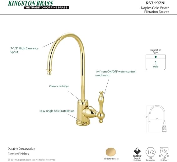 Kingston Brass Gourmetier Ks7191nl Naples Single Handle Water