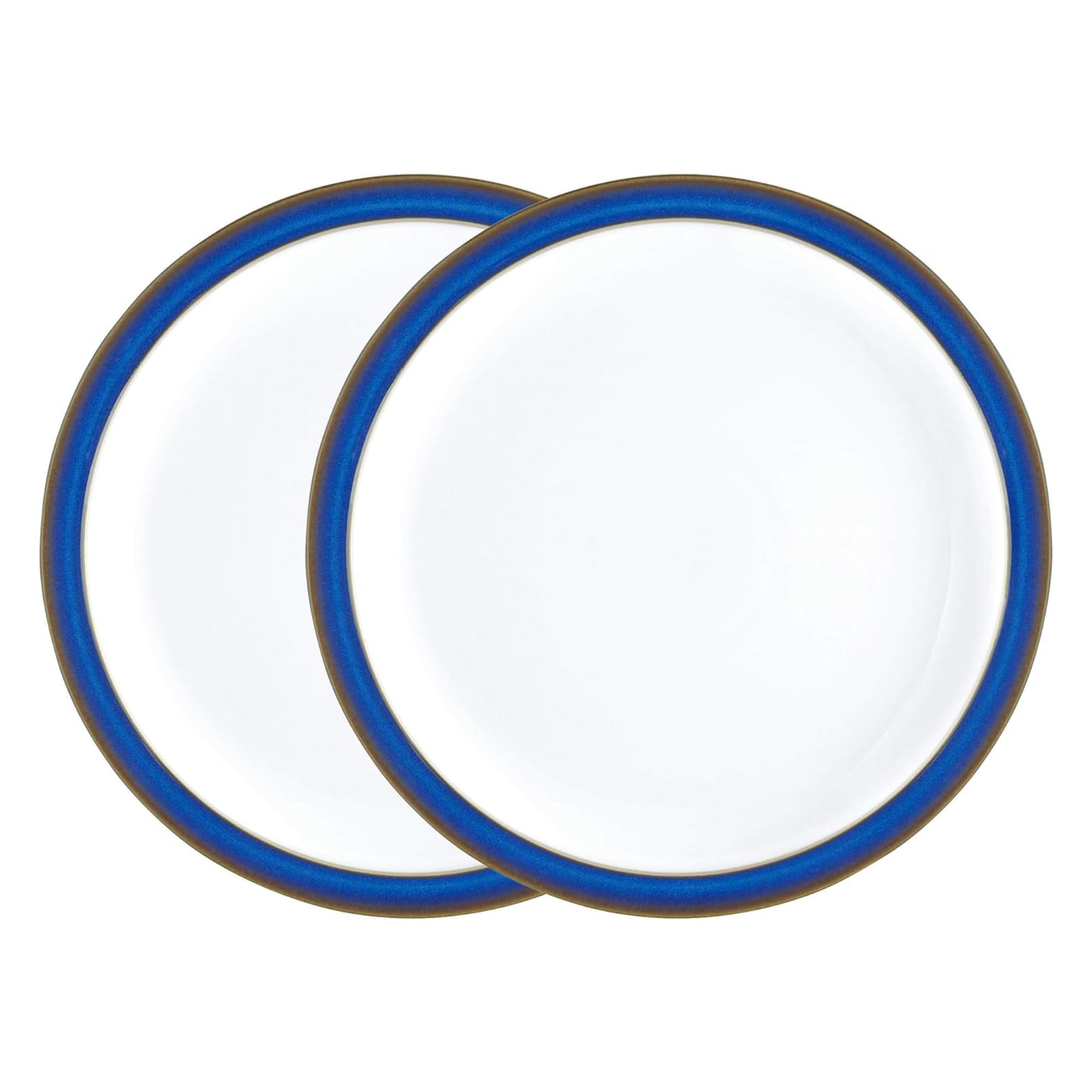 Denby - Imperial Blue Dinner Plates Set of 2 - Dishwasher Microwave Safe Crockery 26.5cm - Blue, White Ceramic Stoneware Tableware - Chip & Crack Resistant Large Plates
