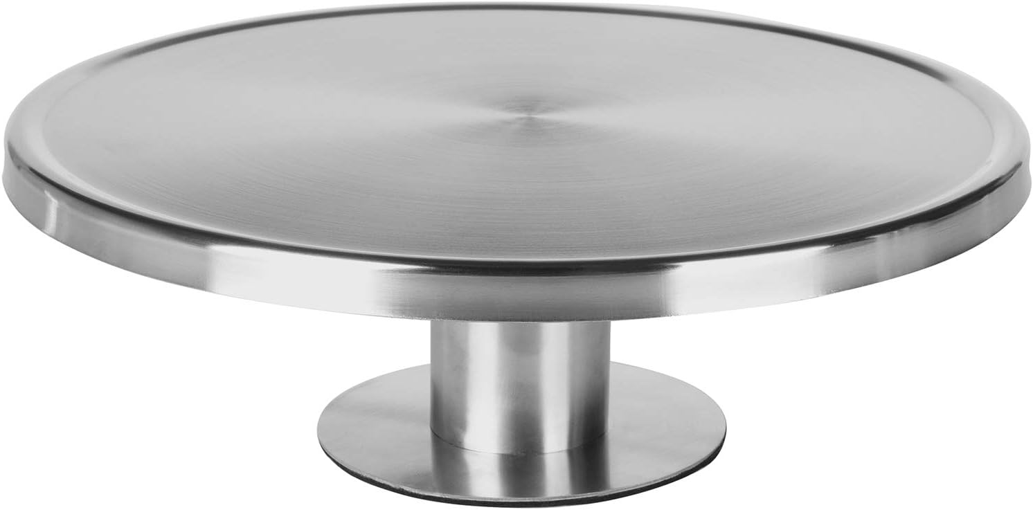 Round Cake Stand with Base, Stainless Steel, Diameter 28 x 8.5 cm, Cake Plate, Cake Plate, Cake Stand