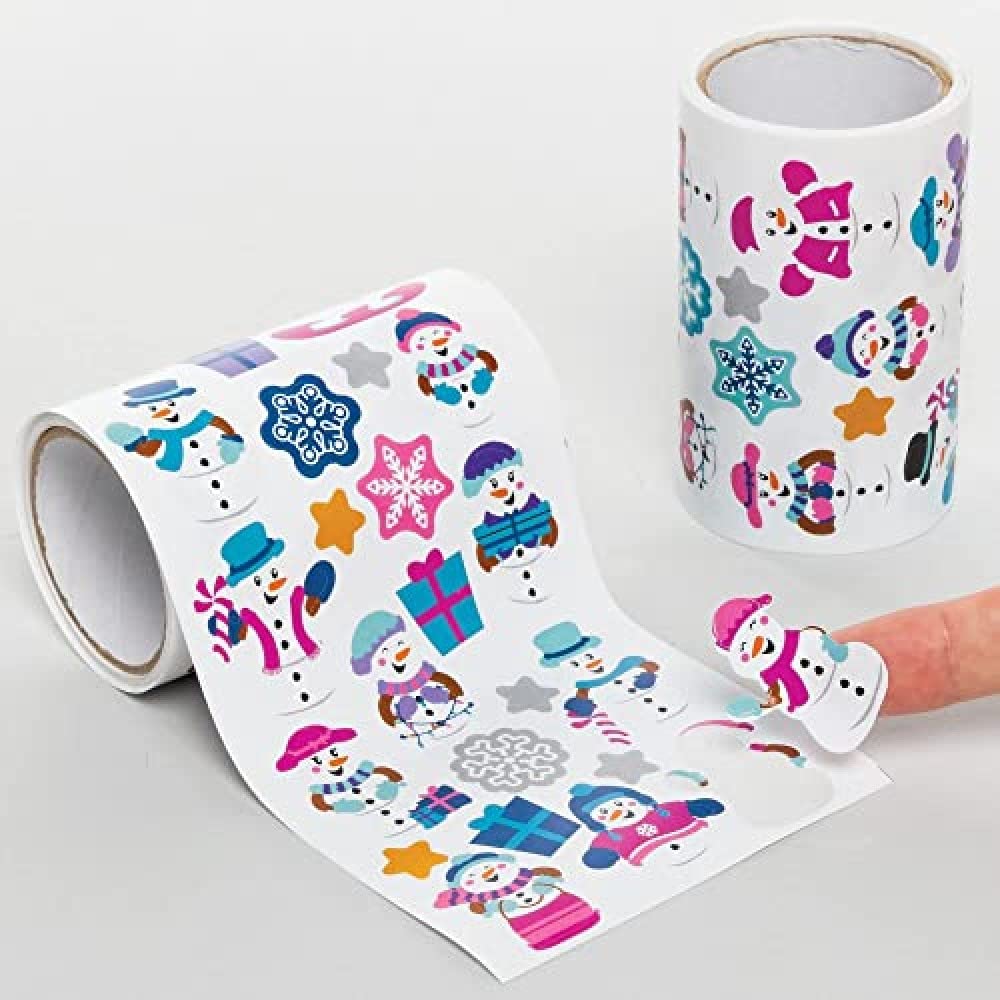 Baker Ross FE944 Snowman Stickers - Pack of 800, Kids Stickers, Ideal for Children's Arts and Crafts Projects, Great for Card Making and Scrapbooking