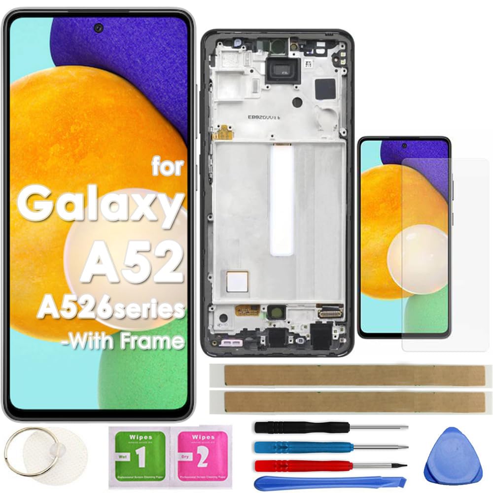 Photo 1 of LCD Screen Replacement Touch Display Digitizer Assembly with Frame for Samsung Galaxy A52 5G A526 SM-A526U A526T A526V A526A A526B A526U1 A526W 6.5" (Not for A52 4G)