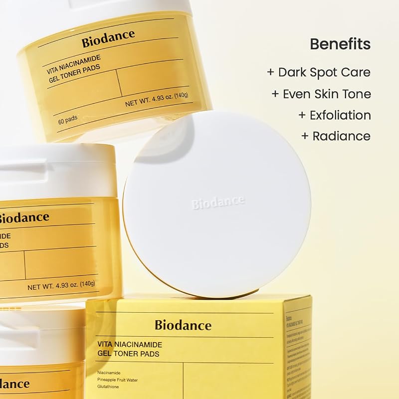 Vita Niacinamide Gel Toner Pads, Dischetti Tonico Illuminanti con Vitamina C, Correttore Macchie e Uniformante, Skincare Coreana K-Beauty | 60 Pezzi