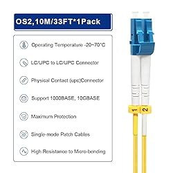 FLYPROFiber- 10M/33ft OS2 LC to LC Fiber Patch