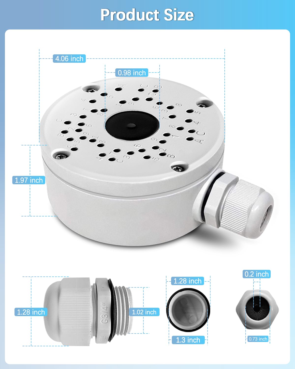【Security Camera Junction Box】 Universal Bullet Security Camera Mount Bracket, IP66 Waterproof Junction Box for IP Camera