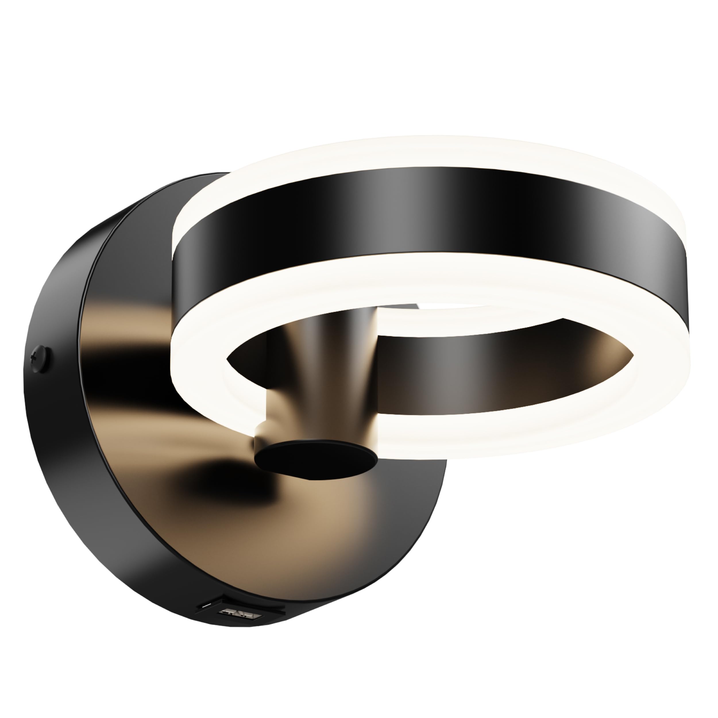 Photo 1 of PHIXART LED Wall Sconces with ON/Off Switch, Matte Black Rotatable Hardwired Wall Light Fixtures, Built in USB Charging Port, Modern Wall Decor for Bed Lighting.