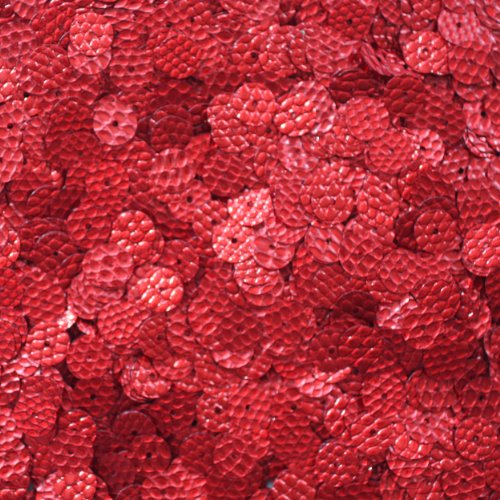 8mm Flat Round SEQUIN PAILLETTES ~ RED Metallic Snakeskin Lizard Effect Embossed ~ Loose sequins for embroidery, bridal, applique, arts, crafts, and embellishment. Made in USA.