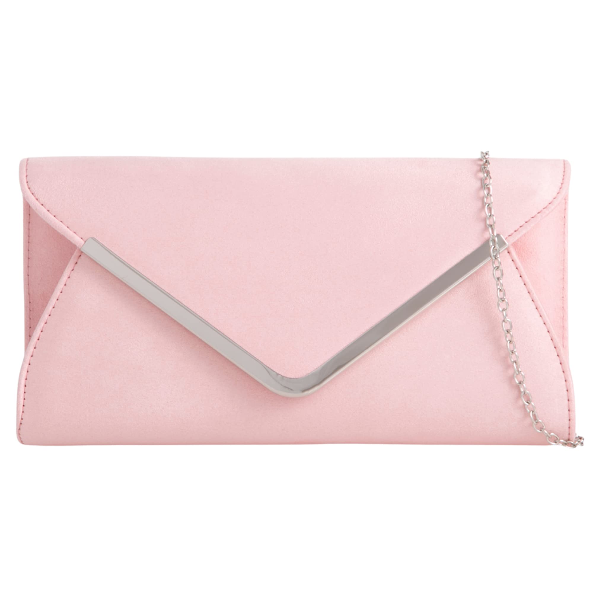 fi9® PLAIN SUEDE BRIDAL WEDDING EVENING CLUTCH PARTY PURSE HAND BAG (Baby Pink)