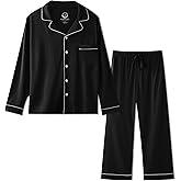 BAMBOO COOL Mens Pajama Set Bamboo Viscose Cotton Soft Lightweight Loungewear Sleepwear Long Sleeve and Pants with Pockets