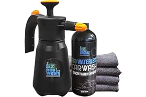 EZ eco wash Waterless Car Wash Kit - 1:20 concentrated Car cleaning liquid with 1L Spray Can & 4 Microfiber Towels. Wash you car without foam, anywhere and anytime with 0 waste. No Foam solution