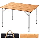 KingCamp Bamboo Folding Camping Table 4 Folds