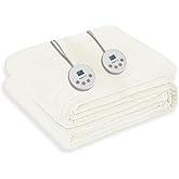 Wapaneus Heated Blanket Electric Queen Size 84"x90"-Dual Control with 10 Heat Levels 12 Timer Settings and 8 Hours Auto-Shut Off,Fast-Heating Electric Blanket,ETL Listed Machine Washable,Ivory