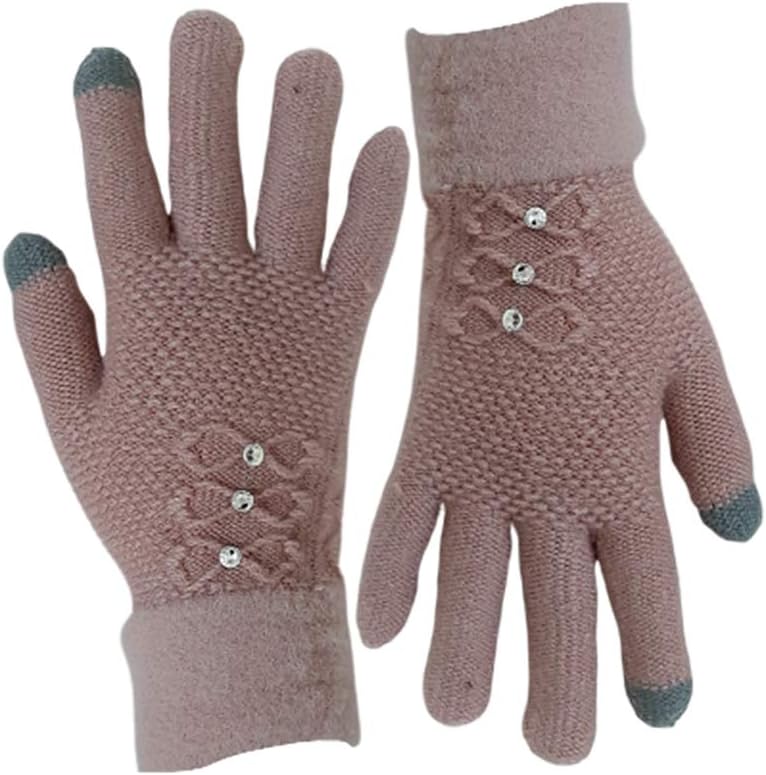 Fashion Sutra Women's Touchscreen Winter Knit Gloves (Peach, Free Size)