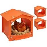 Chicken Nesting Boxes Egg Laying Nest Box for Chicken Coop, Easy to Assemble &amp; Versatile Use for Hens, Ducks, Orange 3 Packs