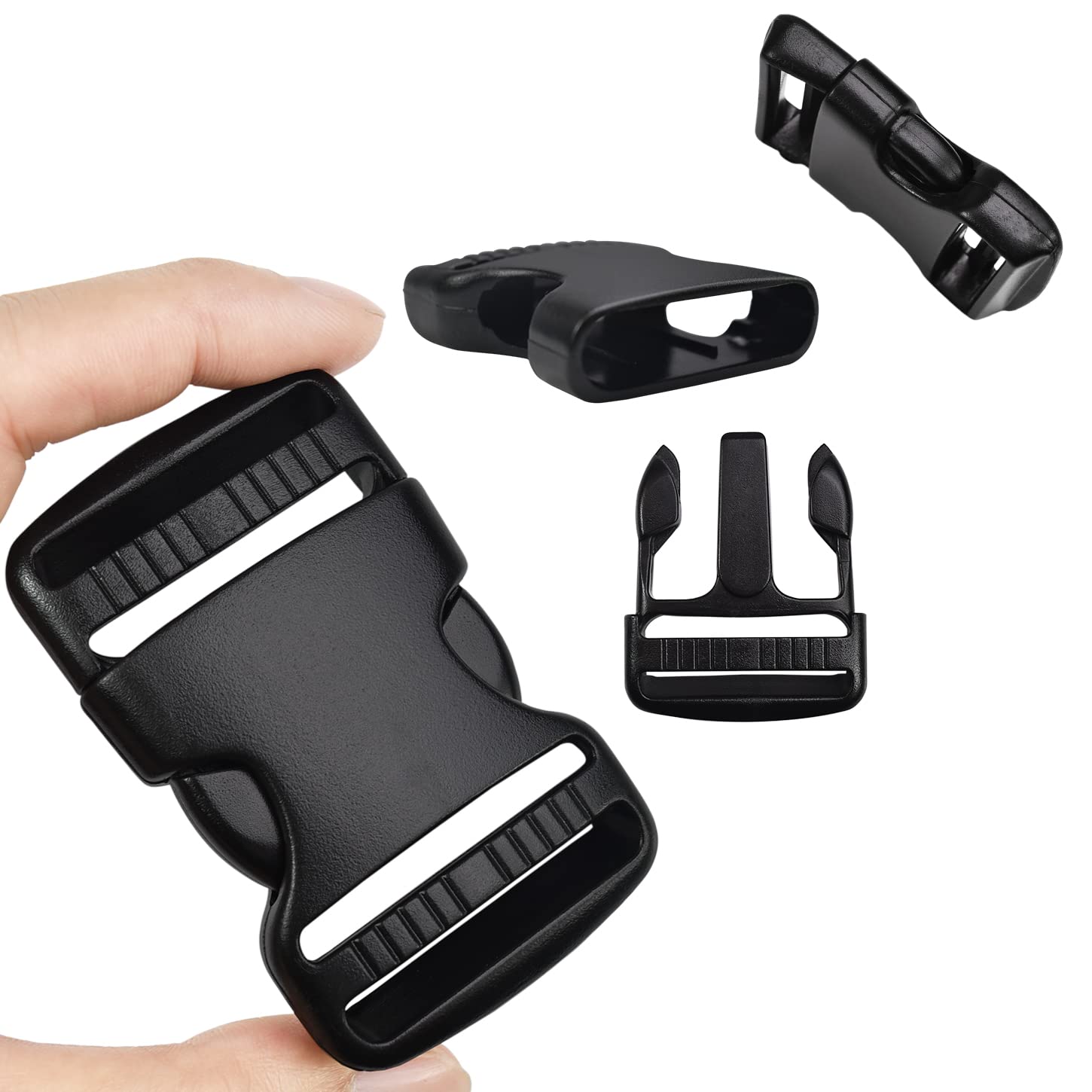 CooBigo 3/4 Inch Buckles Straps Set 6 Yards 3/4 Inch Black Nylon Webbing Strap 6 Pcs Plastic Buckle Dual Adjustable 12pcs Tri-glide Slide Clip Metal D Rings