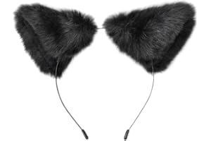 E-TING Long Fur Cat Ears Anime Cosplay Headband Hairband Halloween Cosplay Party Costume