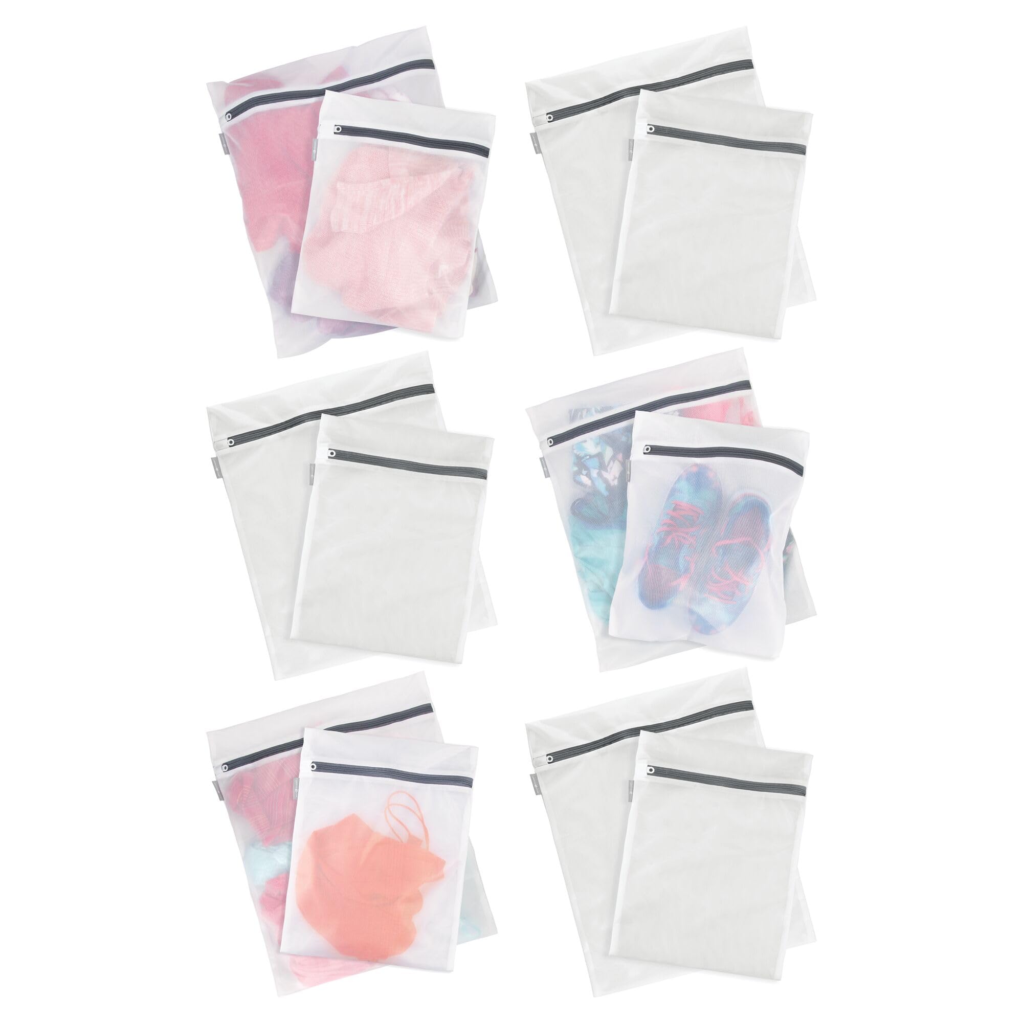 iDesign Medium and Large Laundry Delicates-Set of 12-White Mesh Wash Bags M12 Image iDesign Medium and Large Laundry Delicates-Set of 12-White Mesh Wash Bags M12 Image