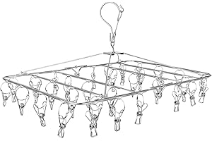 Fayleeko Drying Rack, 52 Clips Stainless Steel Laundry Drying Rack Folding Sock, Underwear, Clothes Hangers for Drying Towels, Bras, Lingerie, Baby Clothes