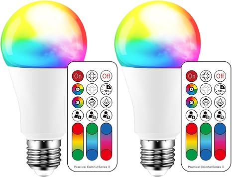 bombilla led que cambia de color 120 colores equivalente a 70 w luz estroboscopica blanco calido 2700 k rgb con mando a distancia led 10 w a19
