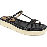 kensie Womens Black Buckle Accent T-Strap Dara Square Toe Wedge Slip On Slide Sandals Shoes 7.5 M