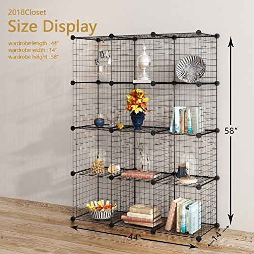 Tespo Metal Wire Storage Cubes, Modular Shelving Grids, DIY Closet Organization System, Bookcase, Cabinet, (12 - Regular Cube.)