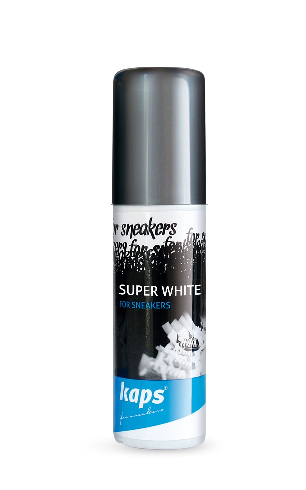 Kaps Shoe Whitener for Trainers - White Trainer Paint for Leather, Canvas and Textile Shoes, Restores White Colour with Built-in Sponge Applicator, 75ml Super White