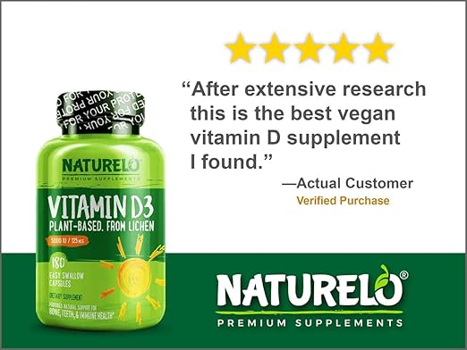 Naturelo Vitamin D 2500 Iu Plant Based From Lichen Best Natural D3 Supplement For Immune System Bone Support Joint Health Whole Food