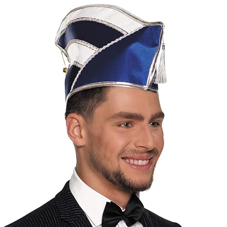 NET TOYS Komitee-Mütze Elferratsmitglied | Blau-Weiß | Extravagante Männer-Mütze Komitee Prunkmütze geeignet für Sitzungskarn