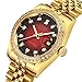 Gosasa Red Dial Synthetic Crystal Men's Gold Stainless Steel Band Automatic Mechanical Watches