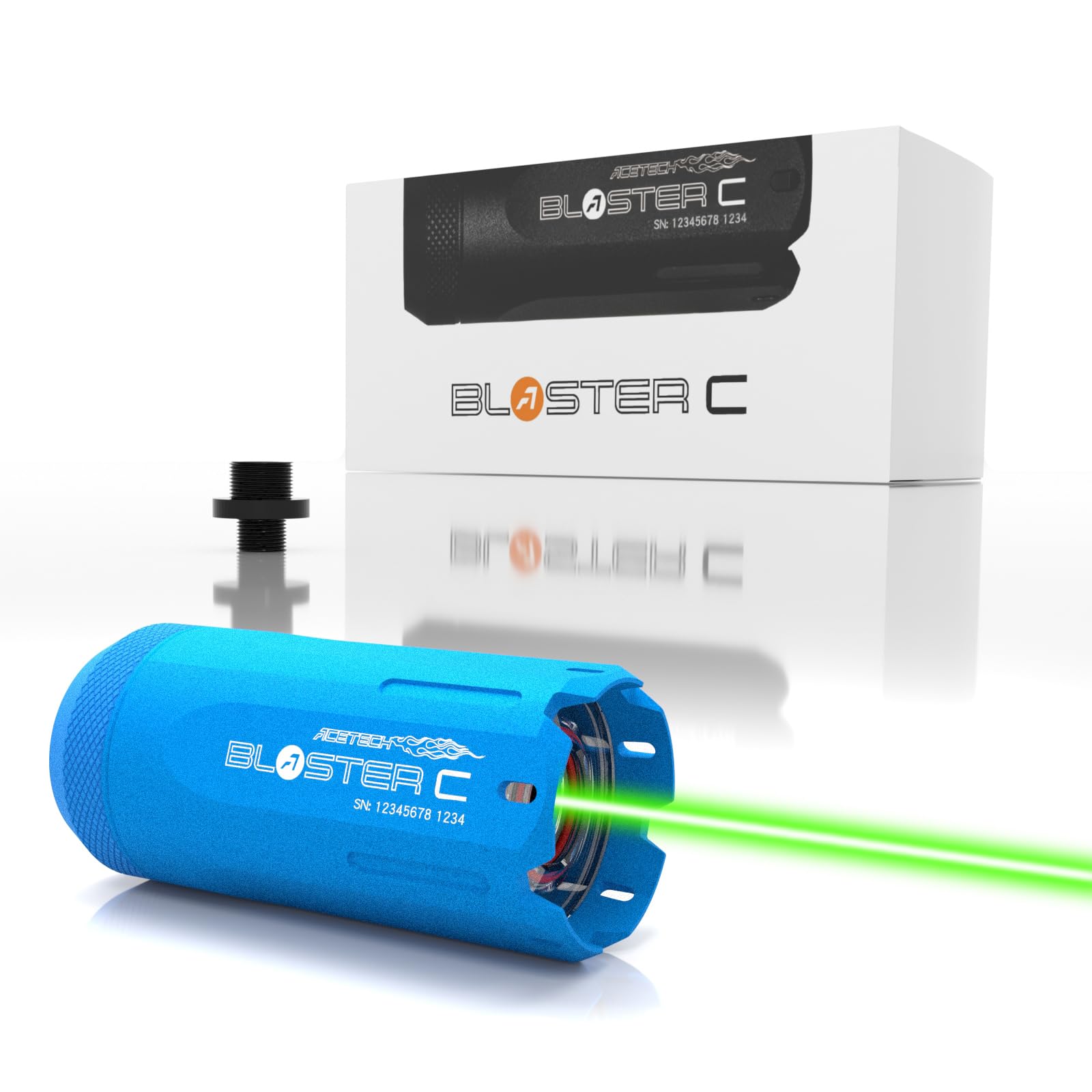 ACETECH Blaster C Tracer Unit 14mm CCW Negative Thread with M14 to M11 Adapter Compatible with Green and Gel BBs LED Beam and Flare Effect (Blue)