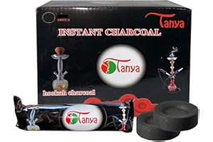 ZEBRA SMOKE Tanya Hookah Charcoal Tablets for Incense– Premium Quick Light Charcoal Tablets Disk Lights 33 mm Resin Burner Rolls Pack of 5 Rolls Hookah Shish