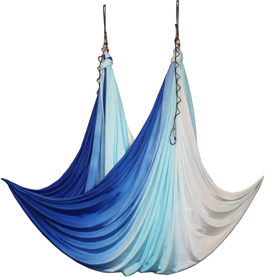 wellsem Aerial Yoga Hammock Aerial Pilates Silk Yoga Swing Set Include Carabiners Daisy Chain, Pose Guide 5.5 Yards Set