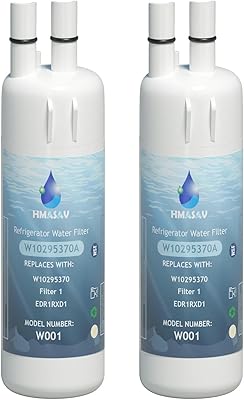 HMASAV W10295370A Water Filter Replacement, Compatible with Everydrop Filter 1, Whirlpool EDR1RXD1, EDR1RXD1B, W10295370, WHR1RXD1, KAD1RXD1, P4RFKB2, P8RFWB2L, 46-9930, 46-9081 2PACK