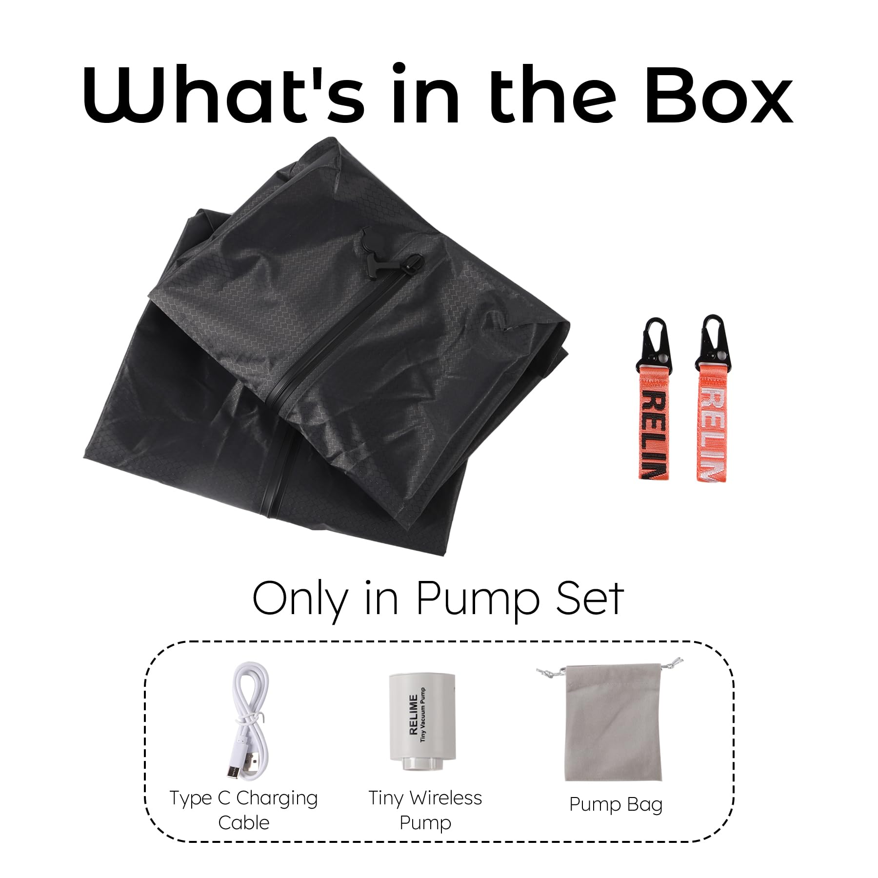 Relime Relime Classic Series Vacuum Bags for Travel Luggage with Wireless Pump, Compression Bags for Carry On Suitcases and Backpack, Vacuum Seal Packing cube for Cloth Packing (2PC + PUMP)