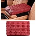 Ziciner Car Center Console Cover, Leather Memory Foam Armrest Cushion Protection Pad, Waterproof Hand Rest Pillow with Height Increase, Universal Accessory for Most Car (Wine Red)