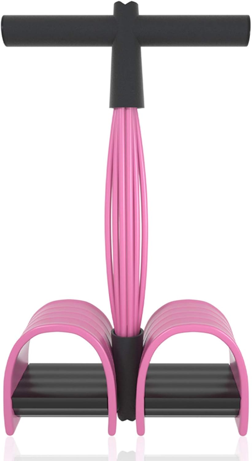 MEYUEWAL Multi-Function Tension Rope Upgrade 6 Tubes Elastic Fitness with Pedals Handles Latex Strings Resistance Equipment for Home Gym Office (Pink)