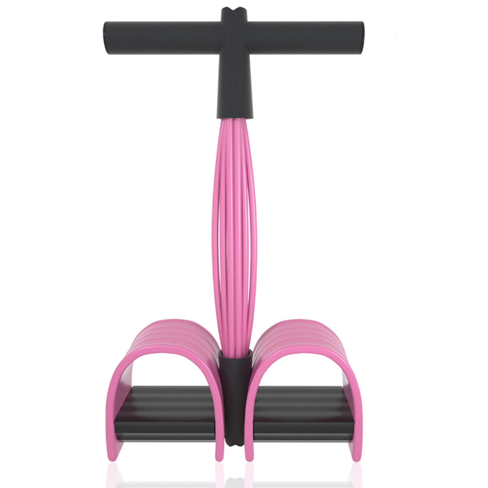 MEYUEWAL Multi-Function Tension Rope Upgrade 6 Tubes Elastic Fitness with Pedals Handles Latex Strings Resistance Equipment for Home Gym Office (Pink)