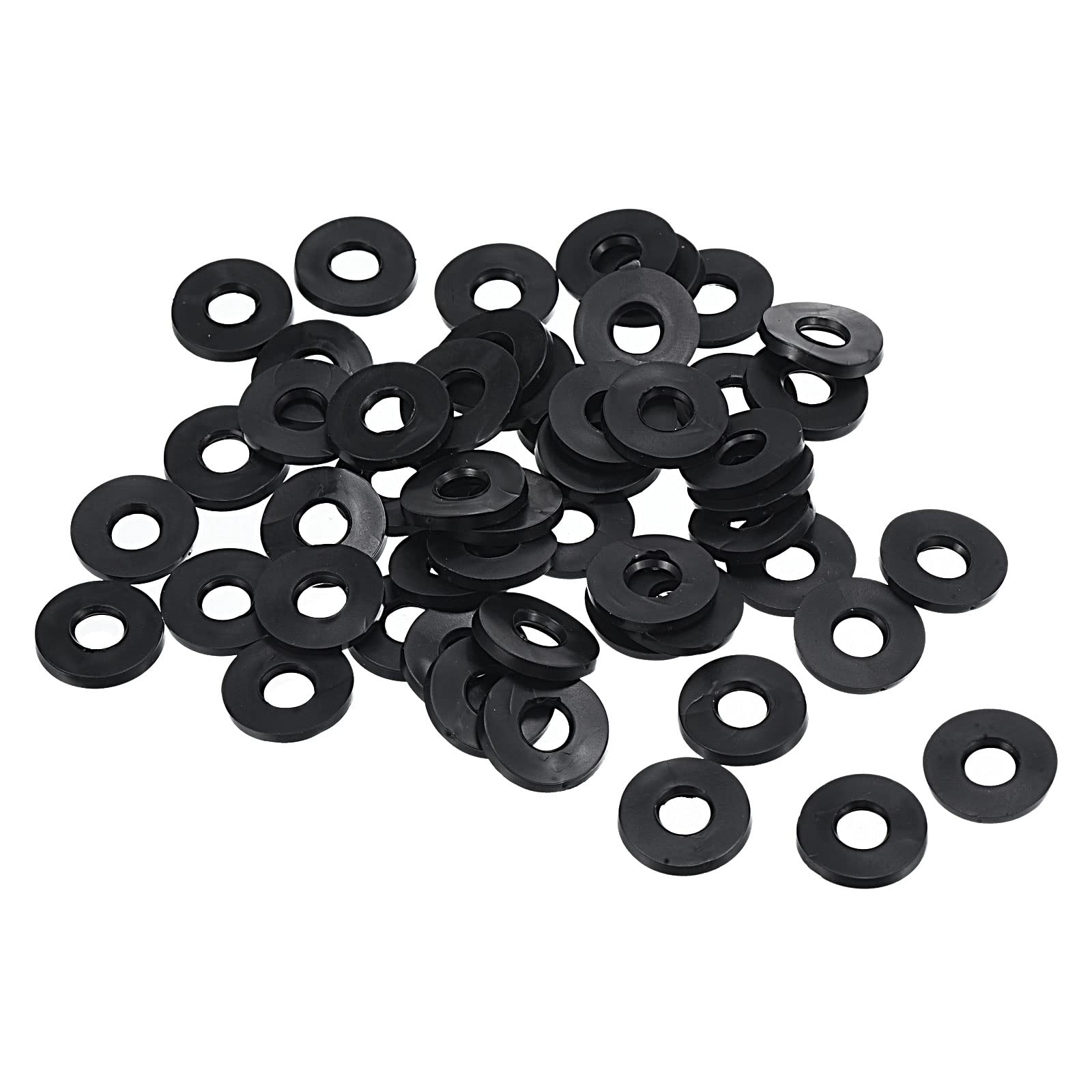 PATIKIL M6 Rubber Flat Washer, 60 Pack 5mm ID 13mm OD 1.6mm Thick Sealing Spacer Gasket Ring for Faucet Pipe Water Hose Fastener Bolt, Black — image 1